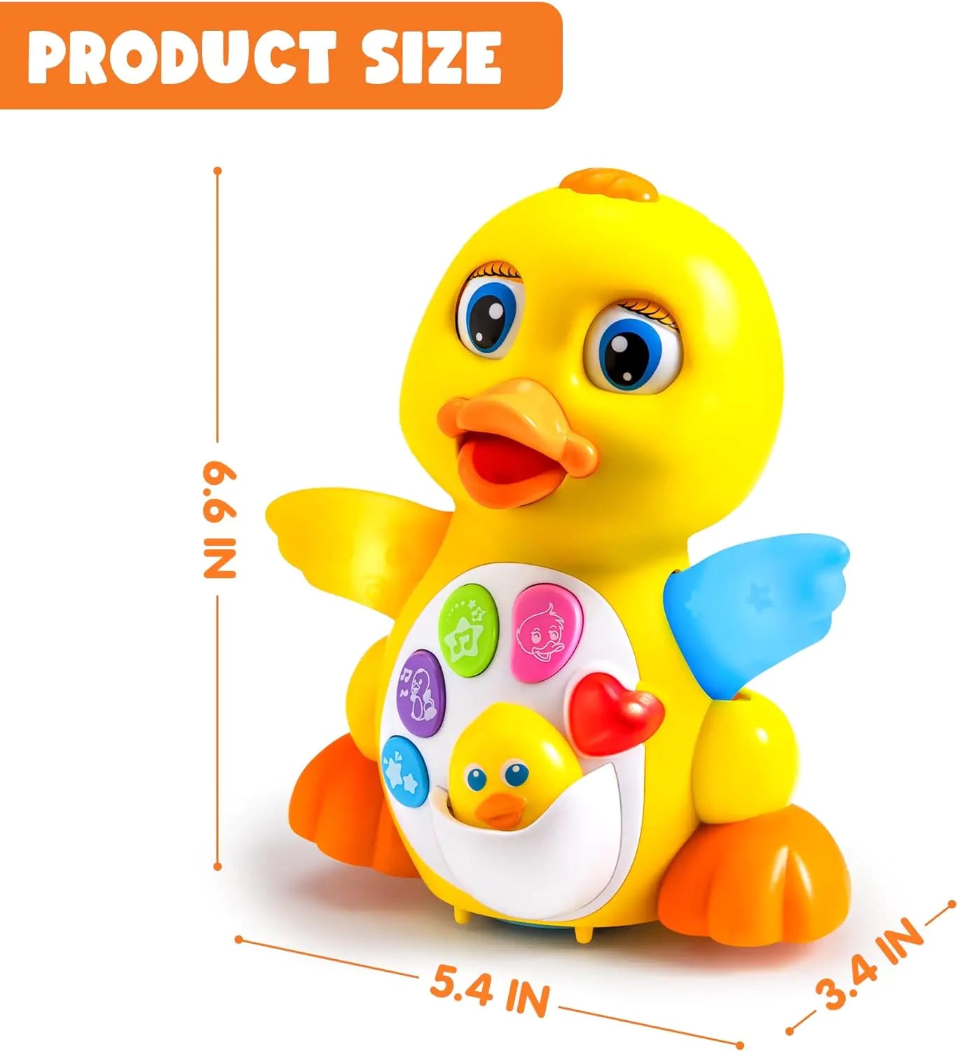 Cute yellow baby duck toy with musical features for entertaining infants and toddlers by LateurGo