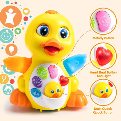 Cute yellow baby duck toy with musical features for entertaining infants and toddlers by LateurGo